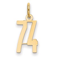 14K Yellow Gold Small Elongated Number 74 Charm view 1