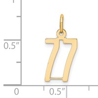 14K Yellow Gold Small Elongated Number 77 Charm view 2