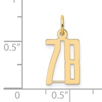 14K Yellow Gold Small Elongated Number 78 Charm view 2