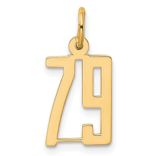 14K Yellow Gold Small Elongated Number 79 Charm