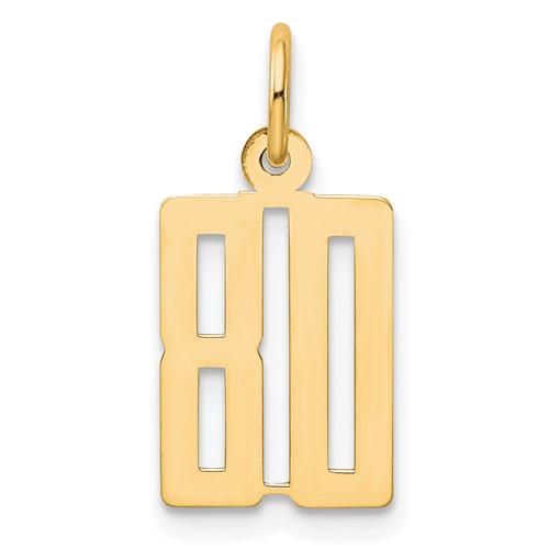 14K Yellow Gold Small Elongated Number 80 Charm