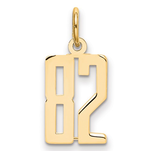 14K Yellow Gold Small Elongated Number 82 Charm