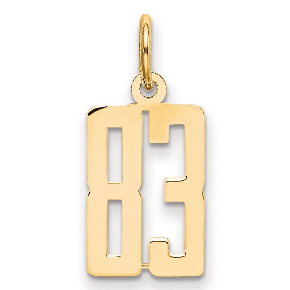 14K Yellow Gold Small Elongated Number 83 Charm