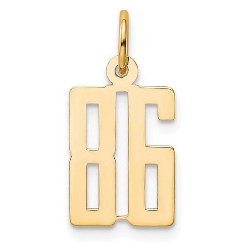14K Yellow Gold Small Elongated Number 86 Charm