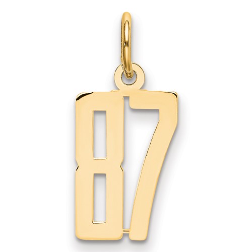 14K Yellow Gold Small Elongated Number 87 Charm