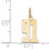 14K Yellow Gold Small Elongated Number 91 Charm view 4