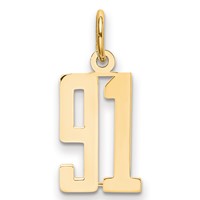14K Yellow Gold Small Elongated Number 91 Charm view 1