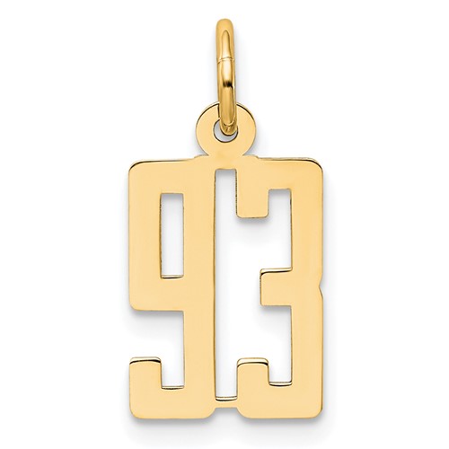 14K Yellow Gold Small Elongated Number 93 Charm