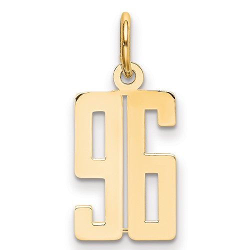 14K Yellow Gold Small Elongated Number 96 Charm