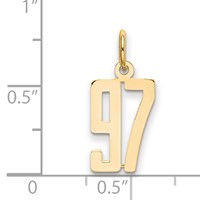 14K Yellow Gold Small Elongated Number 97 Charm view 4