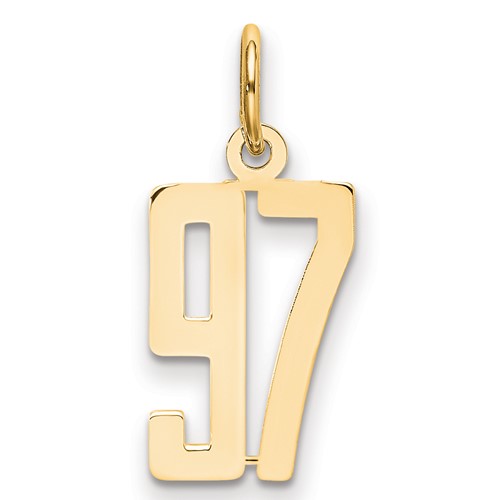 14K Yellow Gold Small Elongated Number 97 Charm