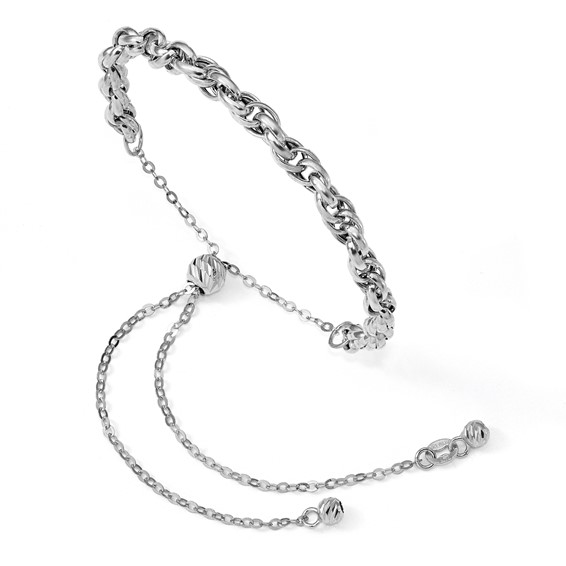 Leslie's 14K White Gold Polished Fancy Link Adj. Bracelet