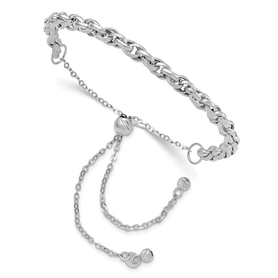 Leslie's 14K White Gold Polished Fancy Link Adj. Bracelet