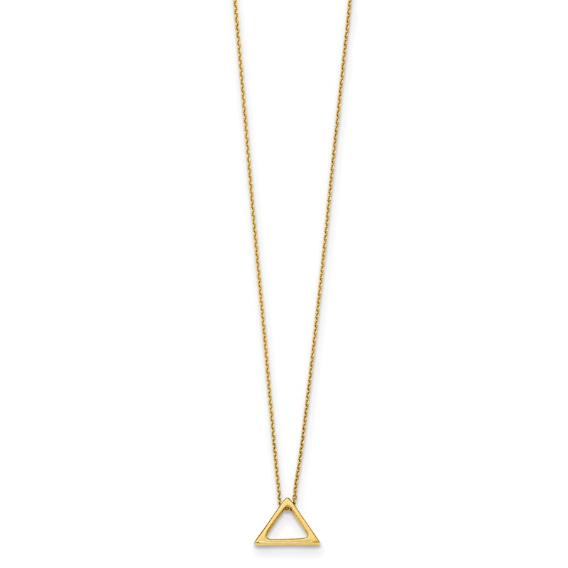 14K Polished Triangle w/2 in ext. Necklace