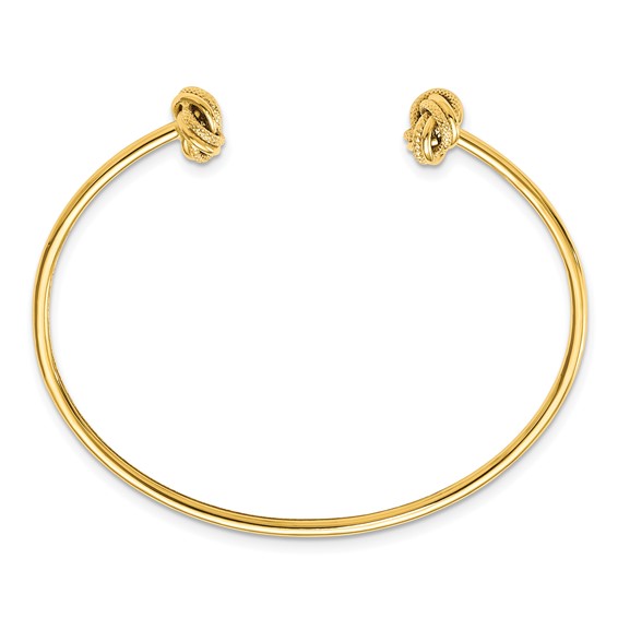Leslie's 14K Polished and Textured Love Knot Flexible Cuff Bangle