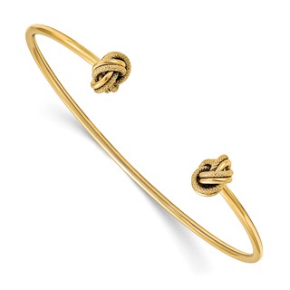 Leslie's 14K Polished and Textured Love Knot Flexible Cuff Bangle