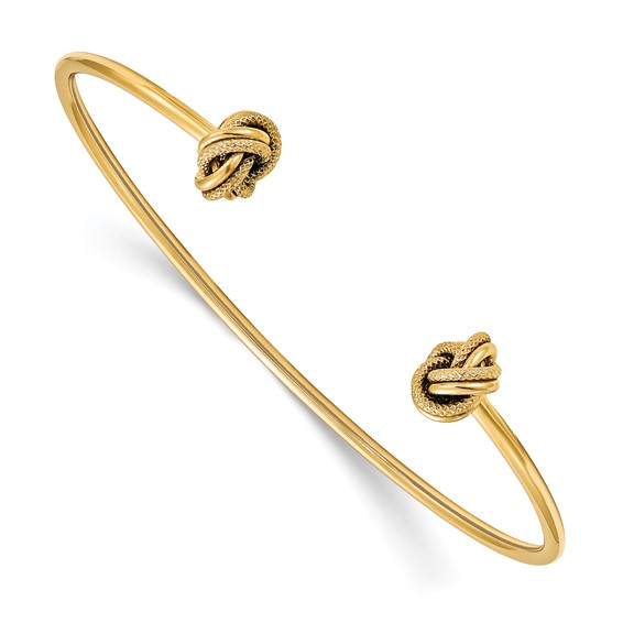 Leslie's 14K Polished and Textured Love Knot Flexible Cuff Bangle