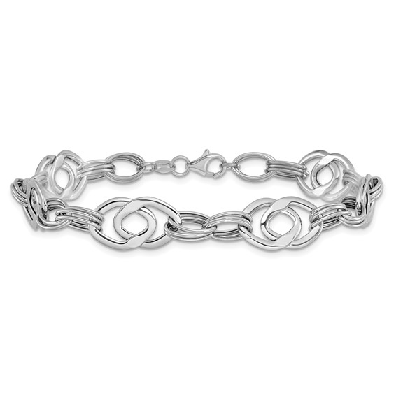 Leslie's 14K White Gold Polished Fancy Link Bracelet