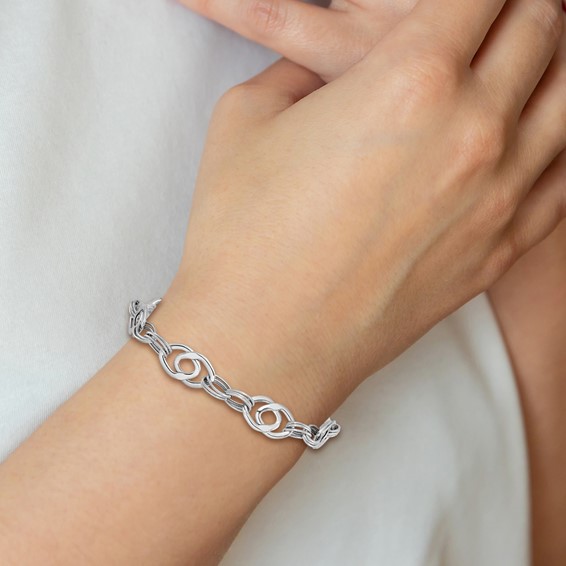 Leslie's 14K White Gold Polished Fancy Link Bracelet