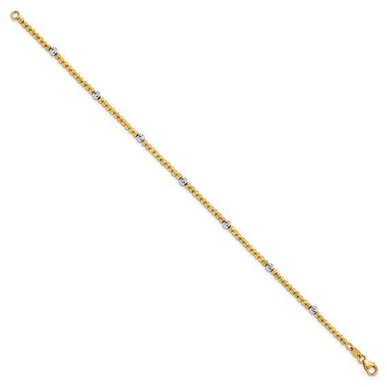 Leslie's 14K Two-tone Polished D/C Beaded Bracelet