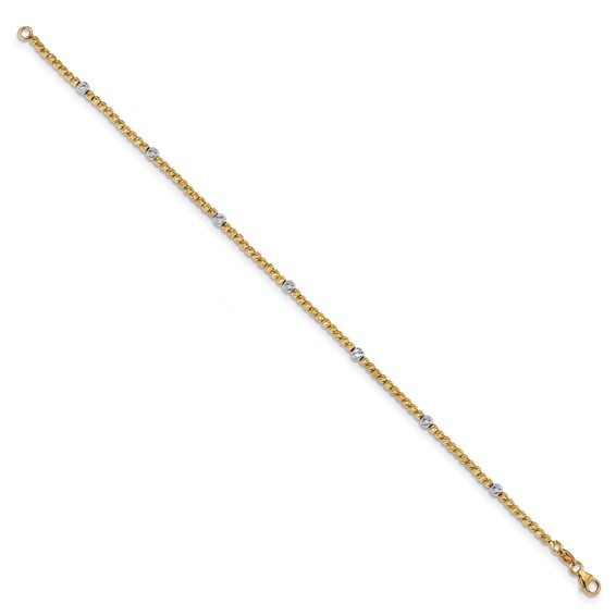 Leslie's 14K Two-tone Polished D/C Beaded Bracelet