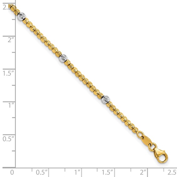 Leslie's 14K Two-tone Polished D/C Beaded Bracelet