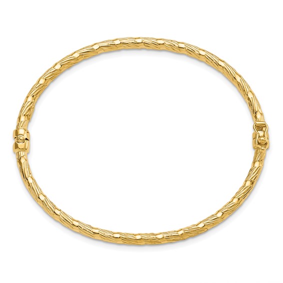 Leslie's 14K Polished and Textured Hinged Bangle