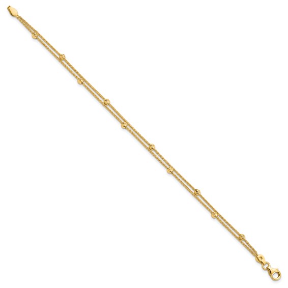 Leslie's 14K Gold Polished and Diamond-cut Beads 2 Strand Bracelet