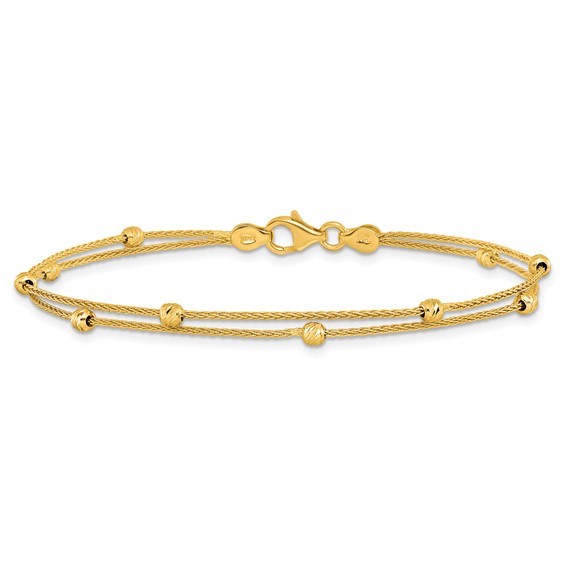 Leslie's 14K Gold Polished and Diamond-cut Beads 2 Strand Bracelet
