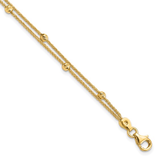 Leslie's 14K Gold Polished and Diamond-cut Beads 2 Strand Bracelet