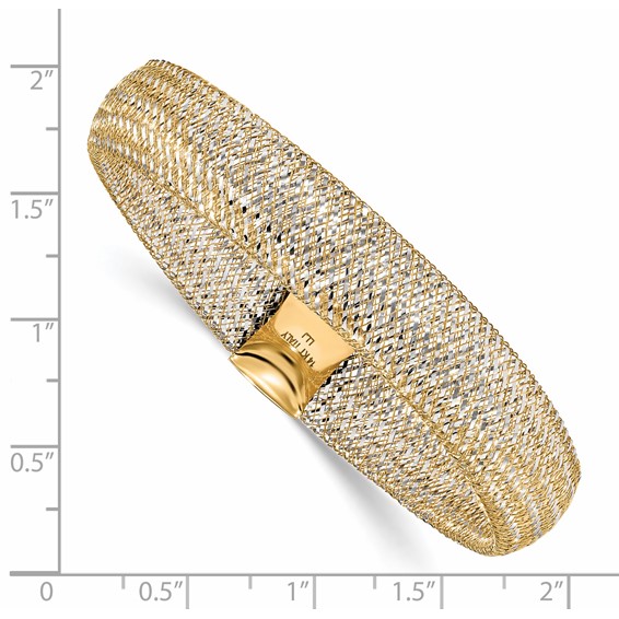 Leslie's 14K w/Rhodium Polished Mesh Stretch Bracelet