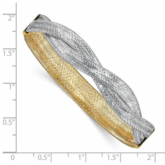 Leslie's 14K with White Rhodium Mesh Reversible Stretch Bracelet