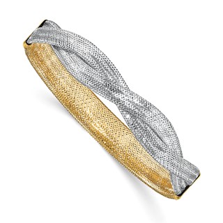 Leslie's 14K with White Rhodium Mesh Reversible Stretch Bracelet