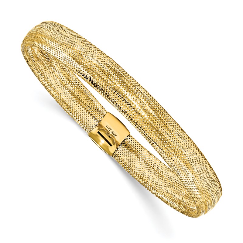 14K Polished Mesh Stretch Bracelet