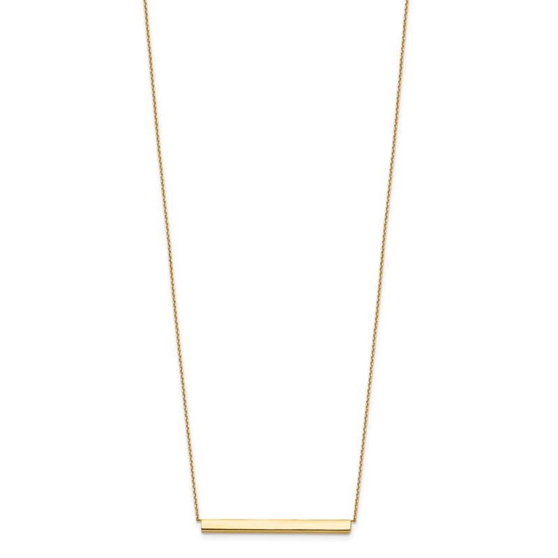 14K Polished with 1in ext. Bar Necklace