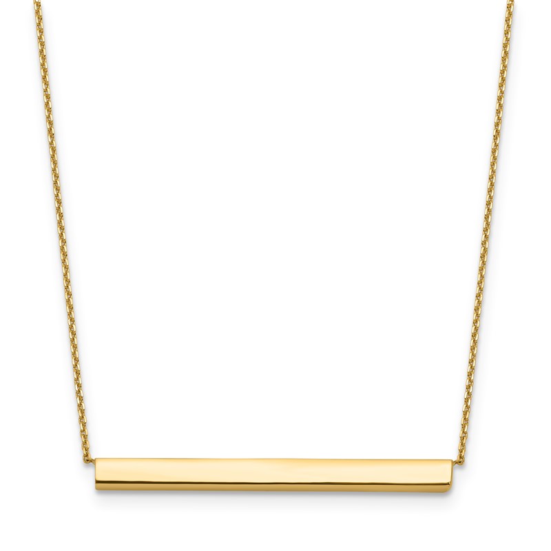 14K Polished with 1in ext. Bar Necklace