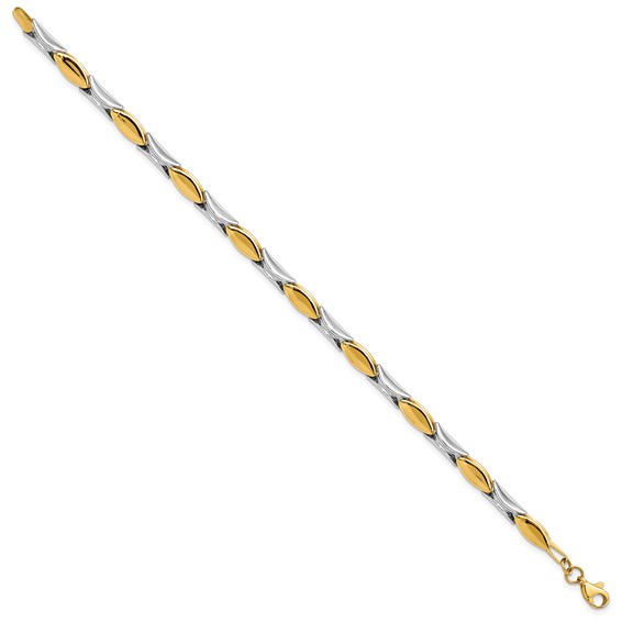 Leslie's 14K Two-tone Polished Fancy Link Bracelet