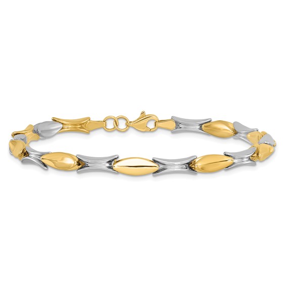 Leslie's 14K Two-tone Polished Fancy Link Bracelet