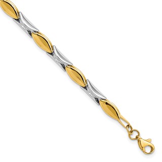 Leslie's 14K Two-tone Polished Fancy Link Bracelet