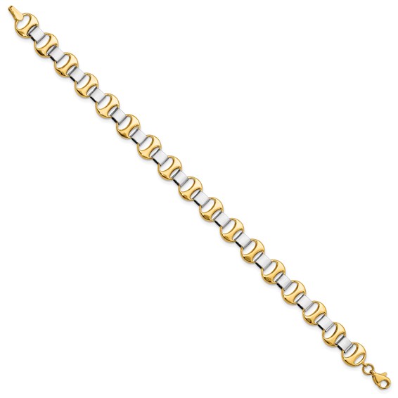 Leslie's 14K Two-tone Polished Fancy Link Bracelet