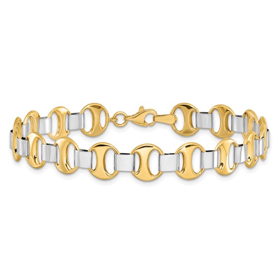 Leslie's 14K Two-tone Polished Fancy Link Bracelet