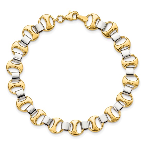 Leslie's 14K Two-tone Polished Fancy Link Bracelet