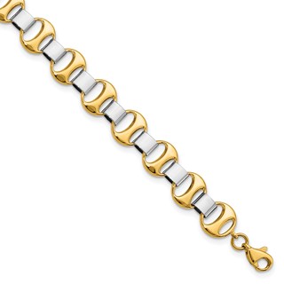 Leslie's 14K Two-tone Polished Fancy Link Bracelet