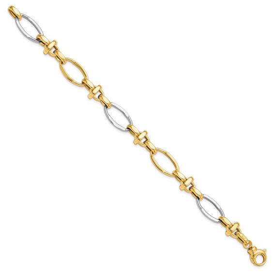 Leslie's 14K Two-tone Polished Fancy Link Bracelet