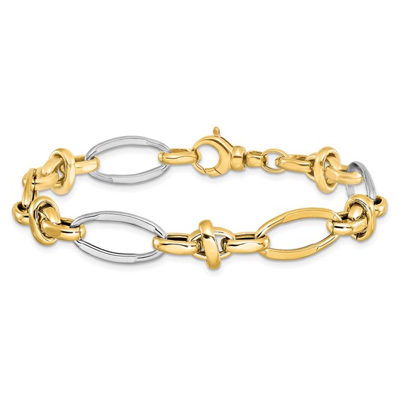 Leslie's 14K Two-tone Polished Fancy Link Bracelet