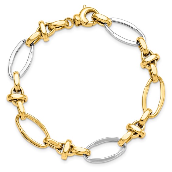 Leslie's 14K Two-tone Polished Fancy Link Bracelet