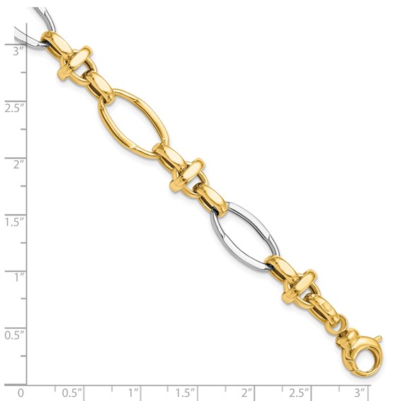 Leslie's 14K Two-tone Polished Fancy Link Bracelet