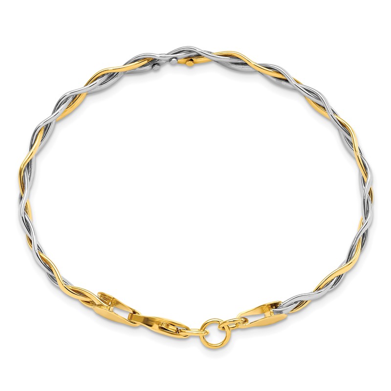 14K w/Rhodium Polished Twisted Bracelet