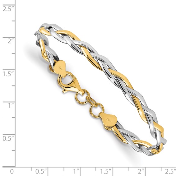 Leslie's 14K w/Rhodium Polished Twisted Bracelet