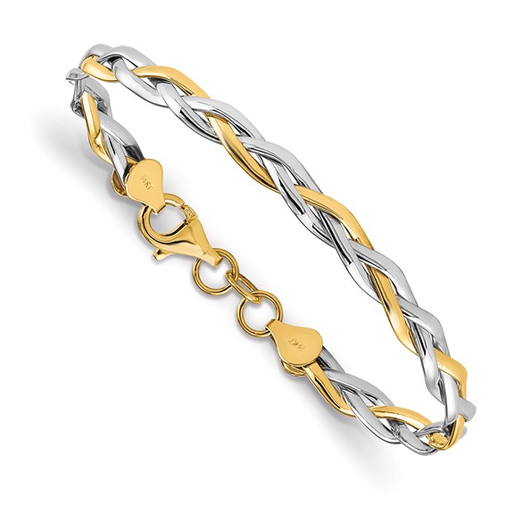 Leslie's 14K w/Rhodium Polished Twisted Bracelet